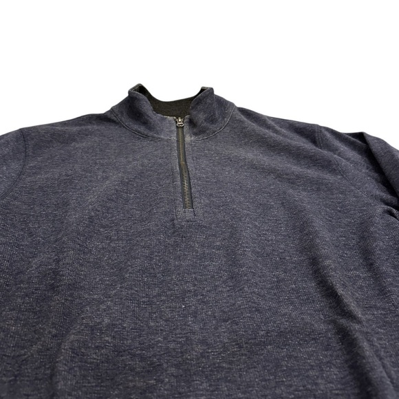 Vince Cotton-Blend Mock Neck Quarter-Zip Pullover Heather Navy Large - Picture 3 of 7